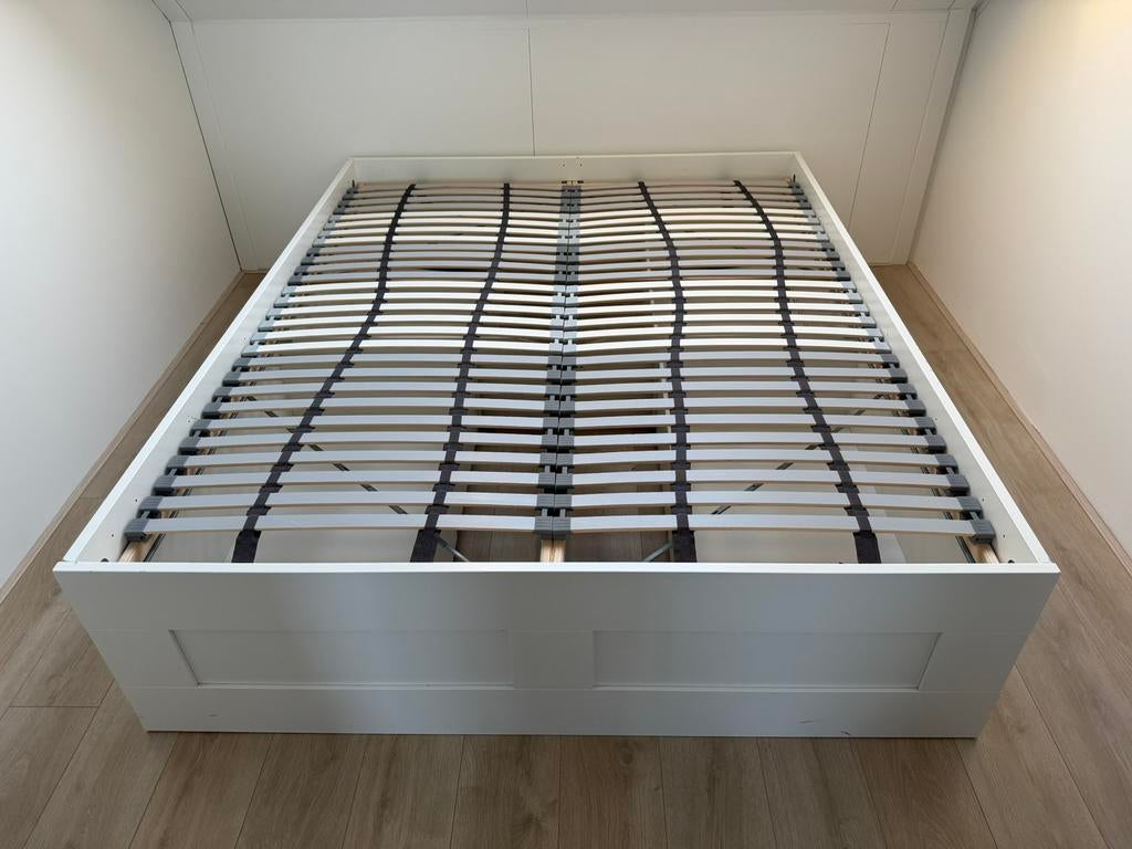 Ikea brimnes 160x200, Ophalen, Gebruikt, Wit, Tweepersoons