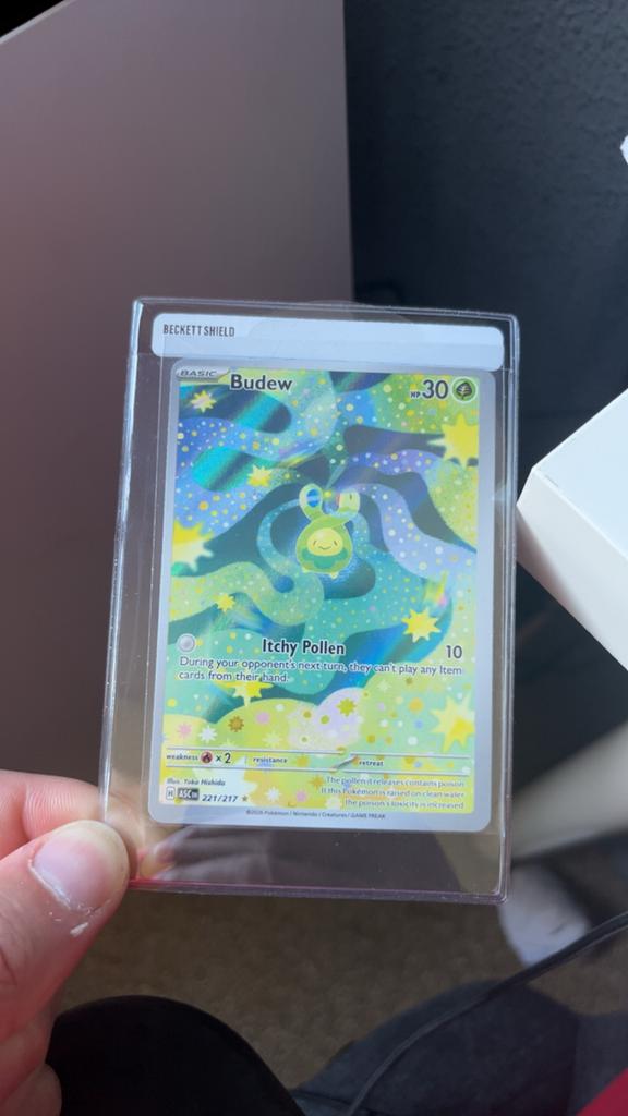 Budew 221/217 Ascended Pokemon Kaart, Ophalen of Verzenden, Zo goed als nieuw, Losse kaart, Foil