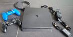 PlayStation 4 Slim met 2 controllers en 10 games, Met 2 controllers, Ophalen of Verzenden, Zo goed als nieuw, Slim