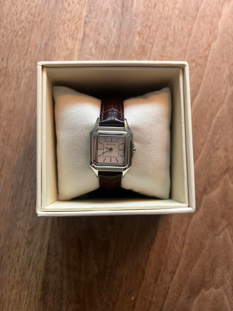 Retro Chic Horloge - Unisex met Bruine Leren Band, Sieraden, Tassen en Uiterlijk, Horloges | Heren, Zo goed als nieuw, Polshorloge