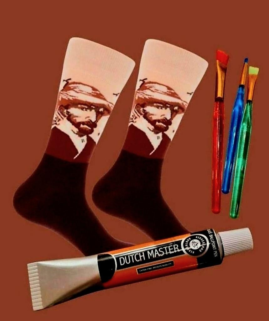VINCENT VAN GOGH SOKKEN + TUBE VERF (PEN) + 3 PENSELEN, Ophalen of Verzenden, Nieuw