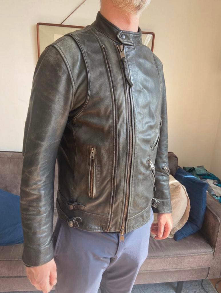 All Saints Leren Jas voor Heren - Maat M, Kleding | Heren, Ophalen of Verzenden, Gedragen, Maat 48/50 (M), Zwart