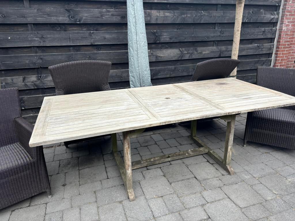 Tuintafel plus 4 stoelen, Ophalen, Zo goed als nieuw, Rechthoekig
