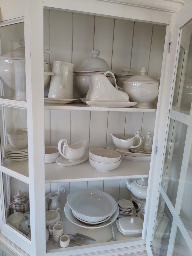 Wit Brocante Servies - Soepterrine, Sauskom, Serveerschaal, Antiek en Kunst, Antiek | Servies los, Ophalen