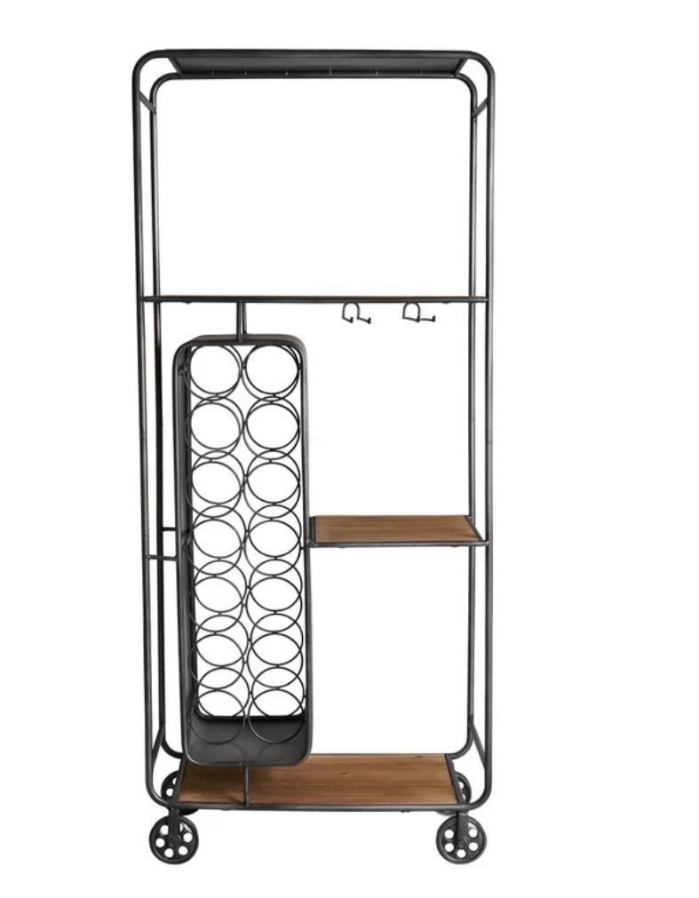 Wijntrolley | Wijnkast | Barkast van metaal en hout, Ophalen, Gebruikt, 5 tot 15 flessen, Metaal