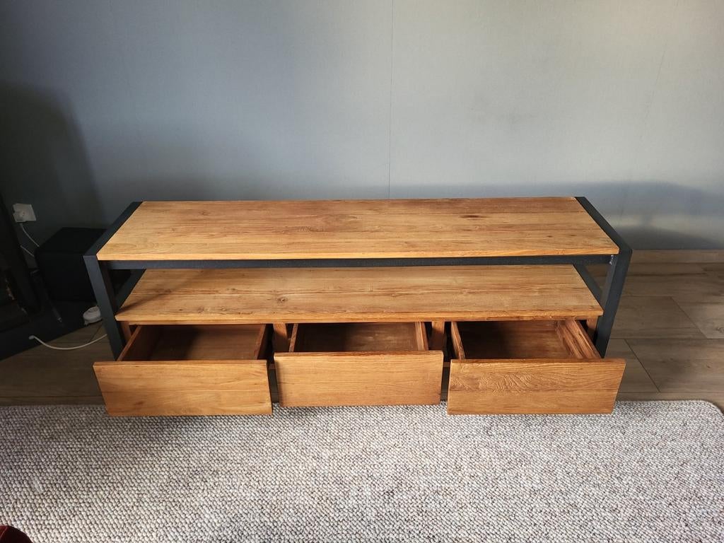 Televisiekast met 3 lades, 160 cm breed, in goede staat, Gebruikt, 150 tot 200 cm, Ophalen of Verzenden, Minder dan 100 cm