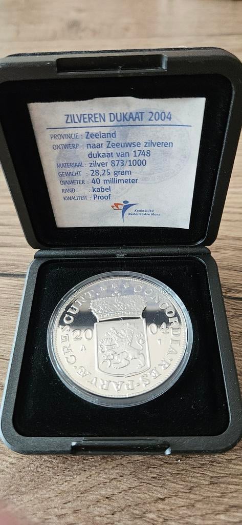 Zilveren Dukaat 2004 ZEELAND proof in orginele doosje, Koningin Beatrix, Zilver, Losse munt, Overige waardes