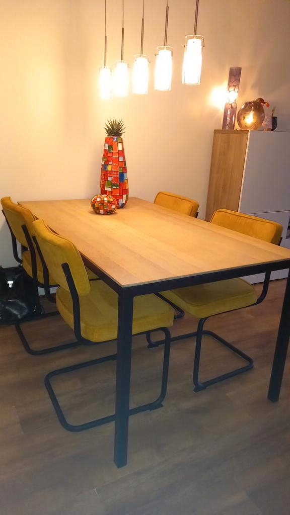Pastoe Eettafel 160x90 - Licht Eiken met Zwart Stalen Frame, Huis en Inrichting, Tafels | Eettafels, Zo goed als nieuw, 50 tot 100 cm