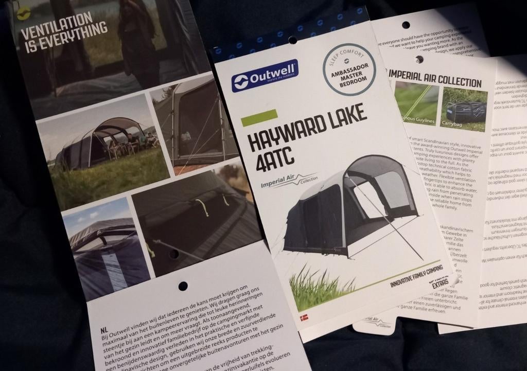 Outwell Hayward 4 Opblaasbare Tunneltent Polykatoen, Caravans en Kamperen, Tenten, Ophalen, Nieuw, Tot en met 4