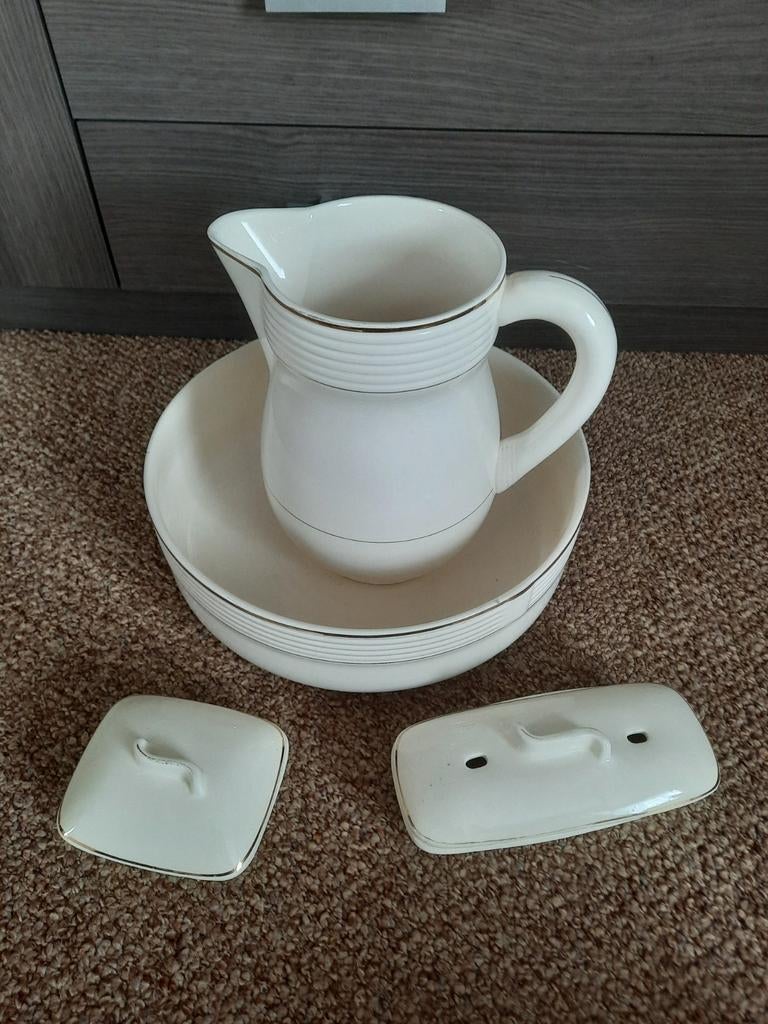 Lampestel compleet met Zeepbakje en Kammenbakje onbeschadigd, Antiek en Kunst, Ophalen