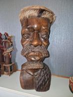 Origineel groot Afrikaans houten hoofd ook gelijk trommel., Ophalen of Verzenden