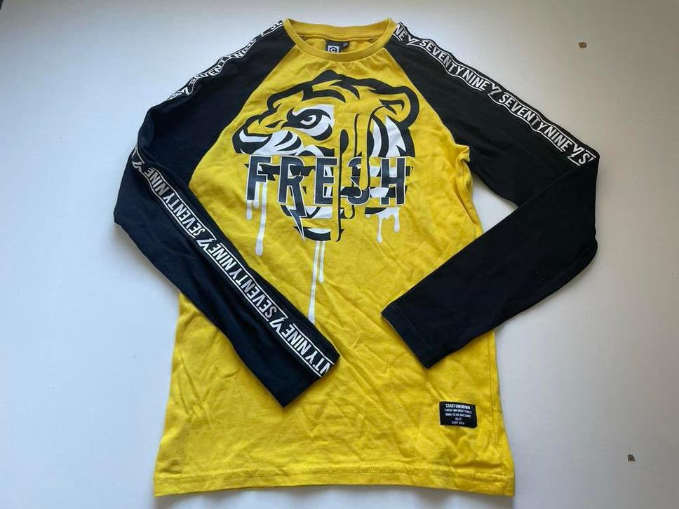 Coolcat longsleeve geel/zwart maat 134/140, Ophalen of Verzenden, Zo goed als nieuw, Jongen, Shirt of Longsleeve