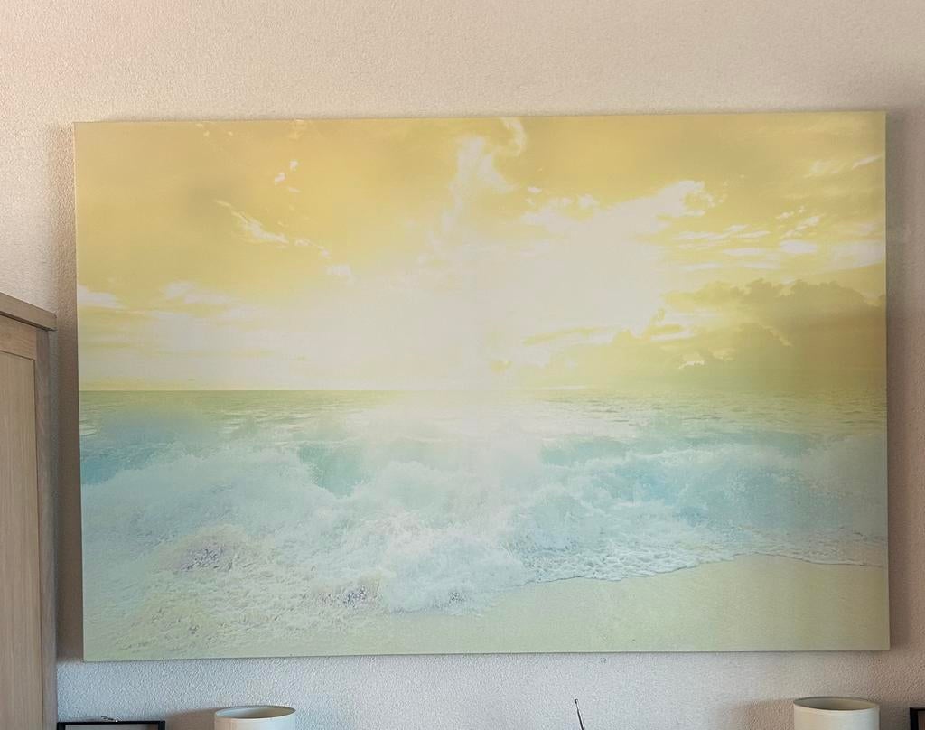Canvas zon en zee 150x100, Antiek en Kunst, Kunst | Schilderijen | Abstract, Ophalen