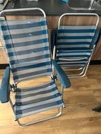 Twee blauw gestreepte crespo campingstoelen, Ophalen of Verzenden, Gebruikt, Campingstoel