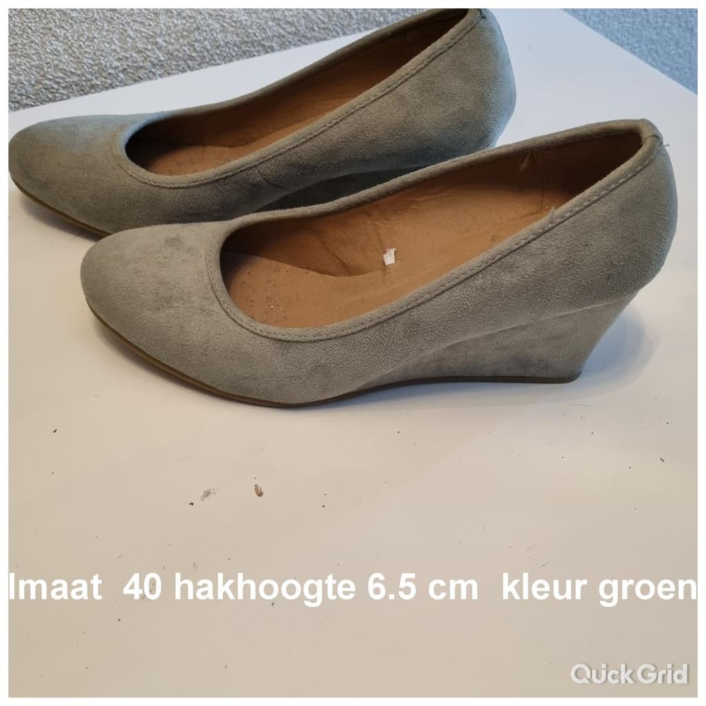 Groene pumps met sleehak, maat 40, Ophalen of Verzenden