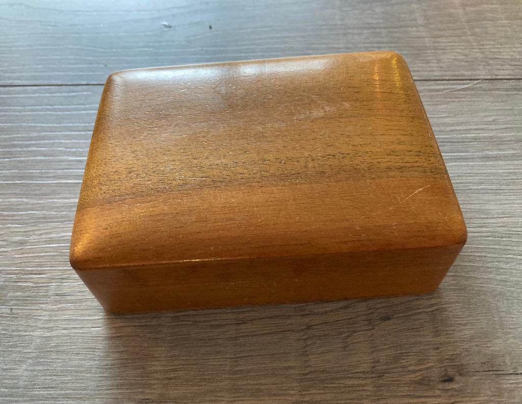 Vintage retro houten gelakt Mid Century doosje kistje modern, Ophalen of Verzenden
