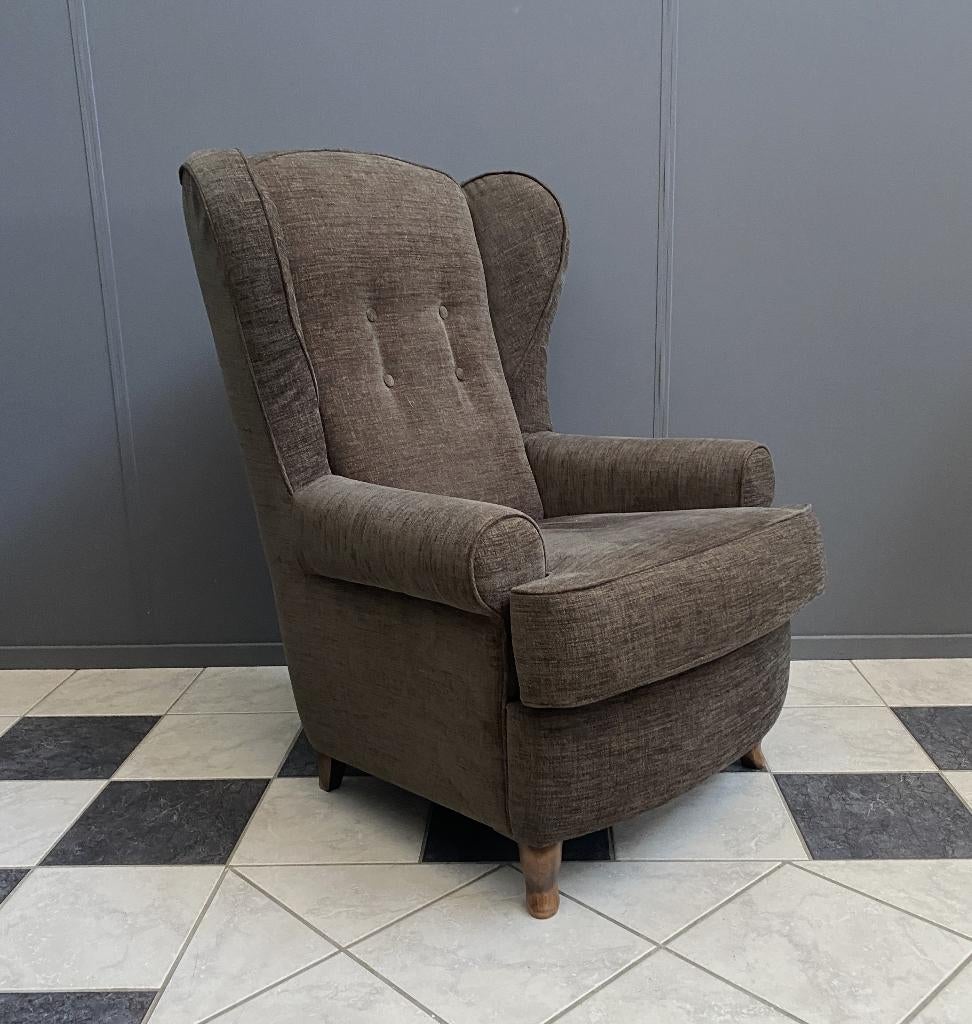 zeer nette bruine OOR fauteuil met hoge zit zware stoel, Huis en Inrichting, Fauteuils, Ophalen, Zo goed als nieuw, Stof, 75 tot 100 cm