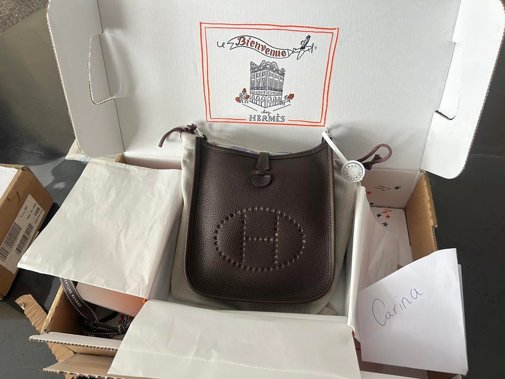 Hermes Evelyne 16 Ebene met Barenia Faubourg leer, Ophalen of Verzenden, Nieuw, Bruin, Handtas