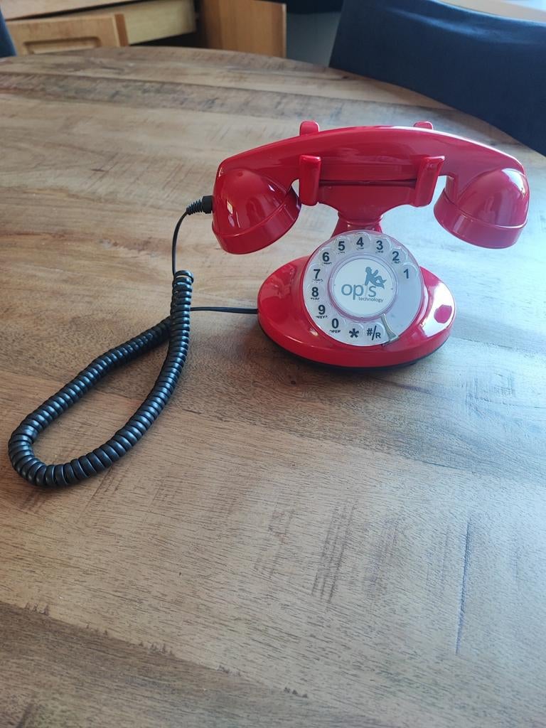 Rode retro telefoon met draaischijf, Ophalen, Gebruikt, 1 handset