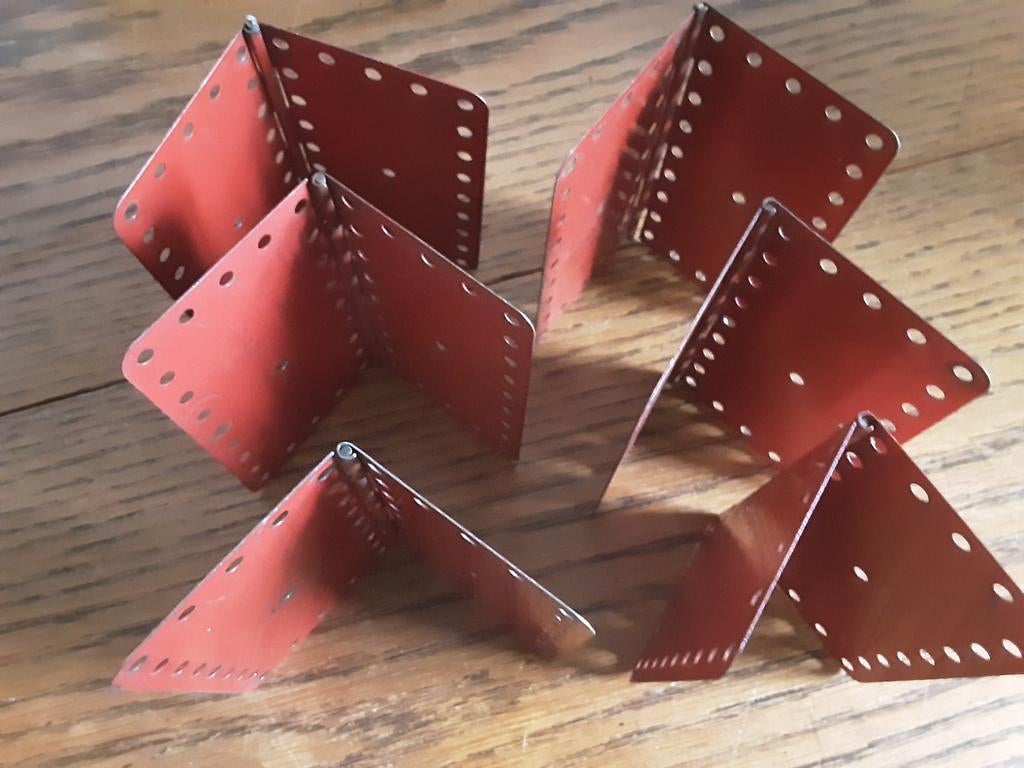 Te koop, 6 Meccano scharnierplaten  nr. 198, Ophalen of Verzenden