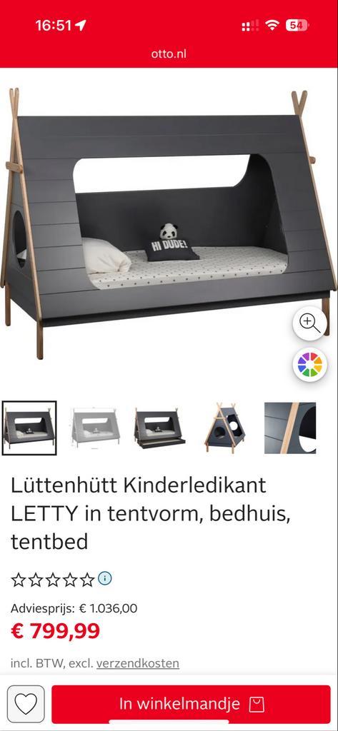 LüttenHütt Kinderbed LETTY in tentvorm - 1 persoons, Kinderen en Baby's, Kinderkamer | Bedden, Gebruikt, 180 cm of meer, 85 tot 100 cm