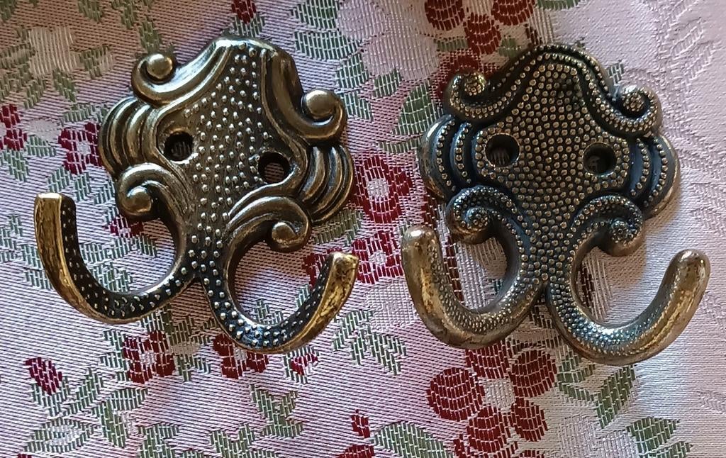 Vintage  messing wandhaken 2 stuks, Ophalen of Verzenden