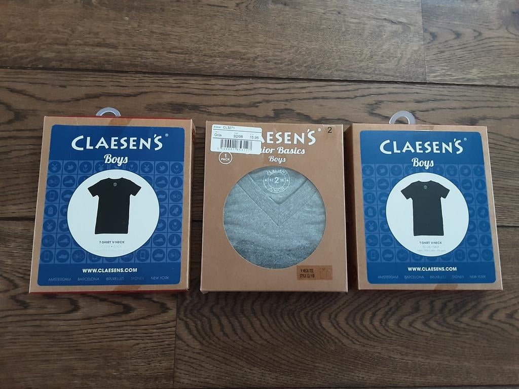 Claesens t shirt basis shirt 3x NIEUW zwart grijs blauw 92, Kinderen en Baby's, Kinderkleding | Maat 92, Ophalen of Verzenden