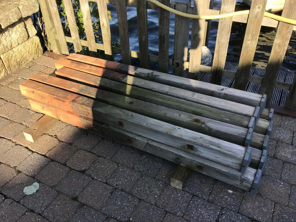 10 palen grenen 8x8cm x 150cm, Ophalen, Gebruikt, Minder dan 180 cm, Palen