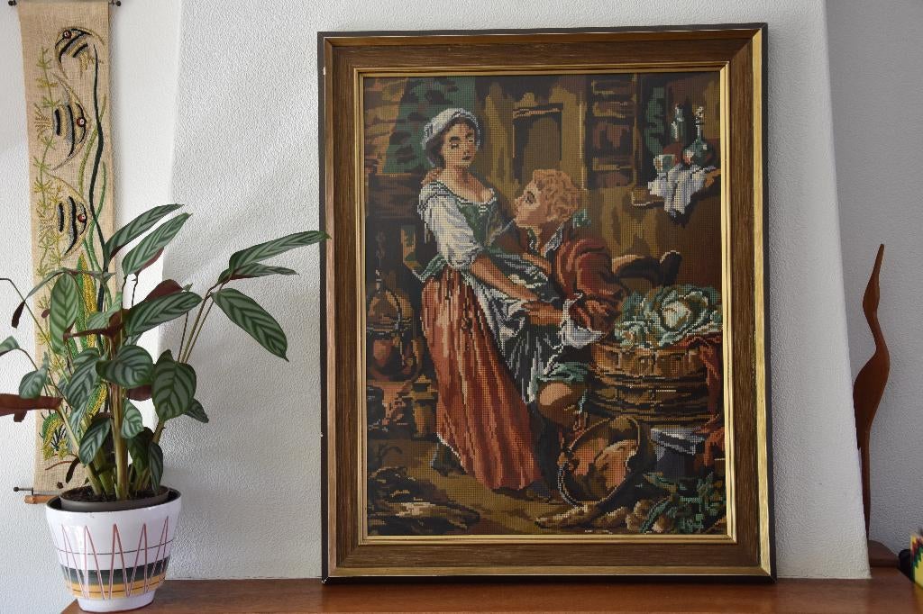 Vintage Wanddecoratie Borduur, Ophalen, Gebruikt, Textiel, Overige typen