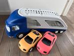 Little Tike vrachtwagen autooplegger met 2 auto's, Ophalen, Zo goed als nieuw