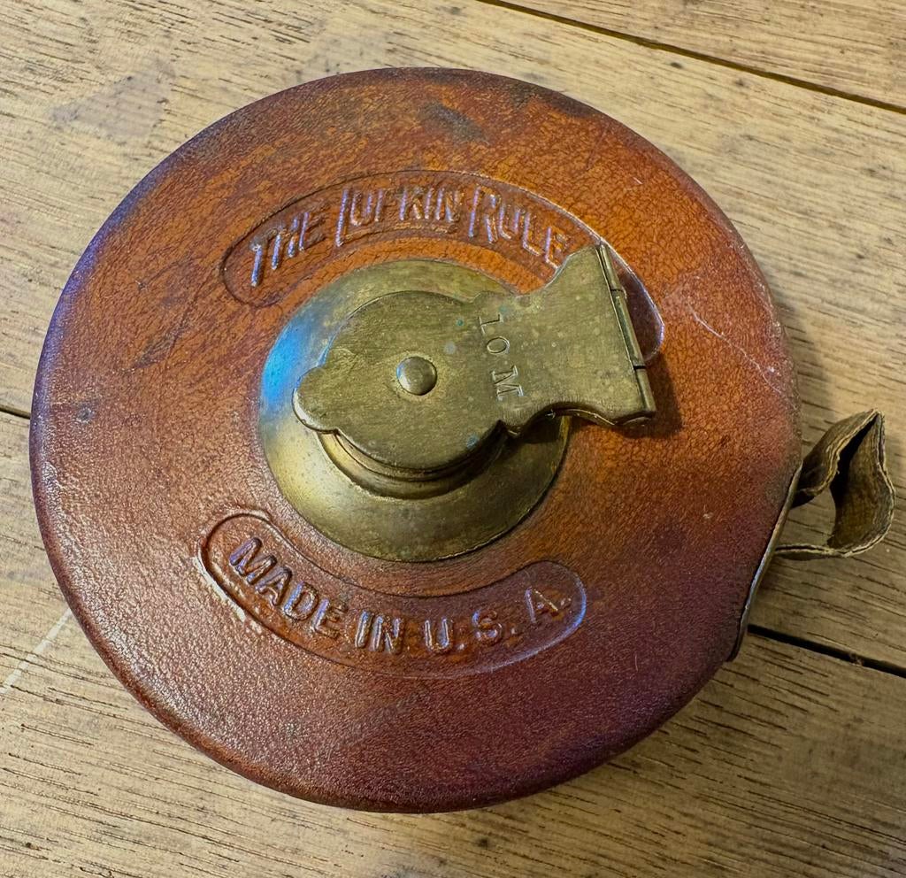 Oud vintage bruin leren meetlint, made in USA, Antiek en Kunst, Ophalen of Verzenden