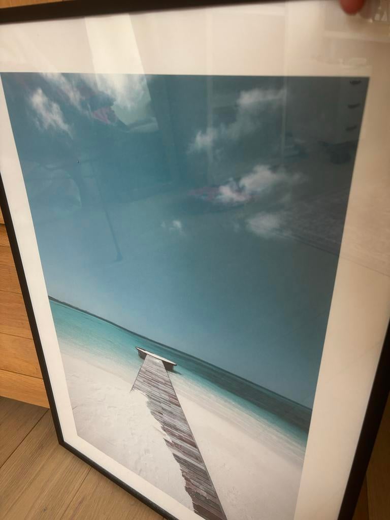 Poster met kader van strand en steiger, Ophalen, Met lijst, A1 t/m A3, Overige onderwerpen