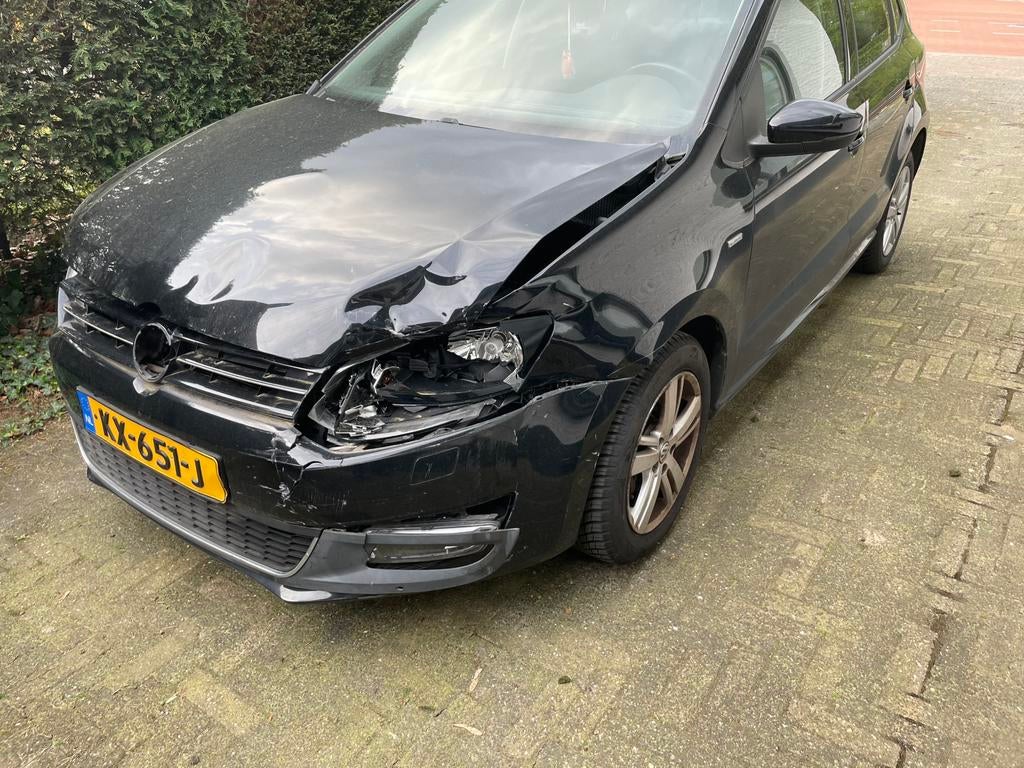 Vw polo match 1.2 12v bj2012 rv schade, Ophalen of Verzenden, Zwart, Benzine