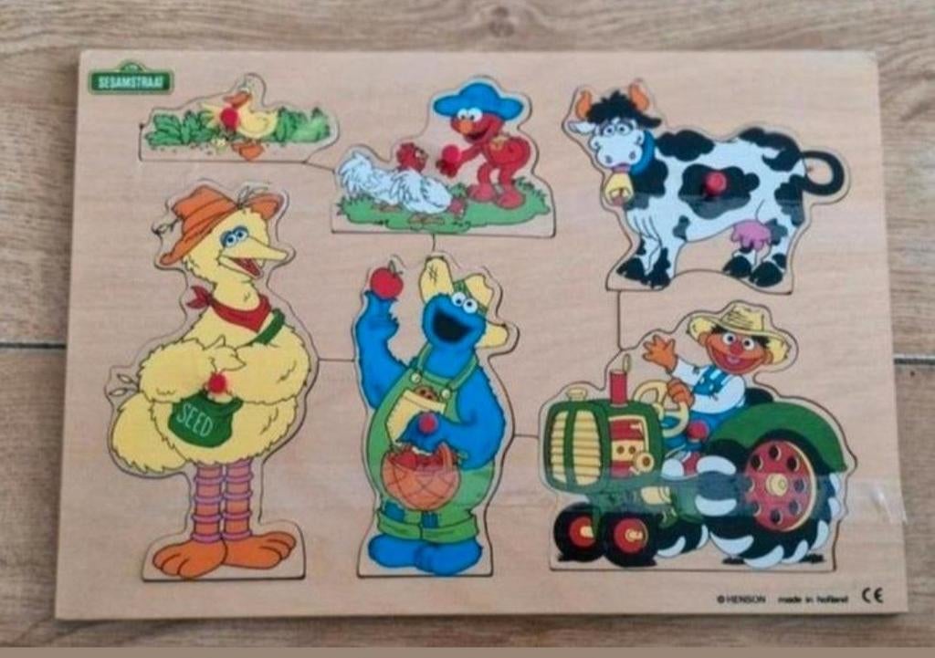 Henson Houten Sesamstraat puzzel, Kinderen en Baby's, Speelgoed | Kinderpuzzels, Zo goed als nieuw, 10 tot 50 stukjes, Ophalen of Verzenden