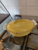 Vintage Dru emaille gietijzeren pan geel braadpan, Ophalen of Verzenden