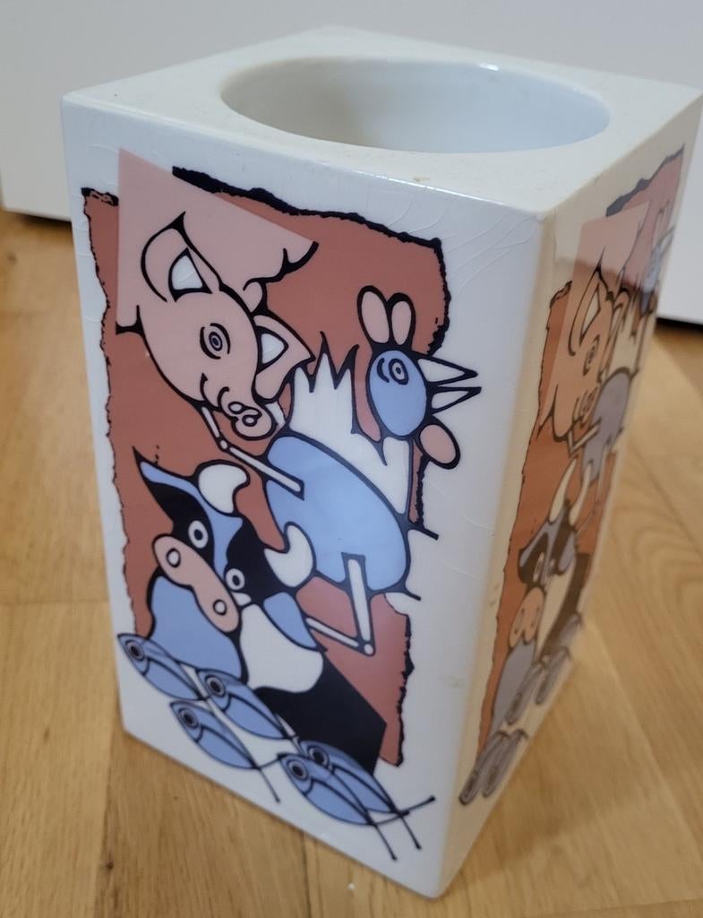 Keramieken vaas Schoonhoven Keramiek met dieren, Ophalen of Verzenden