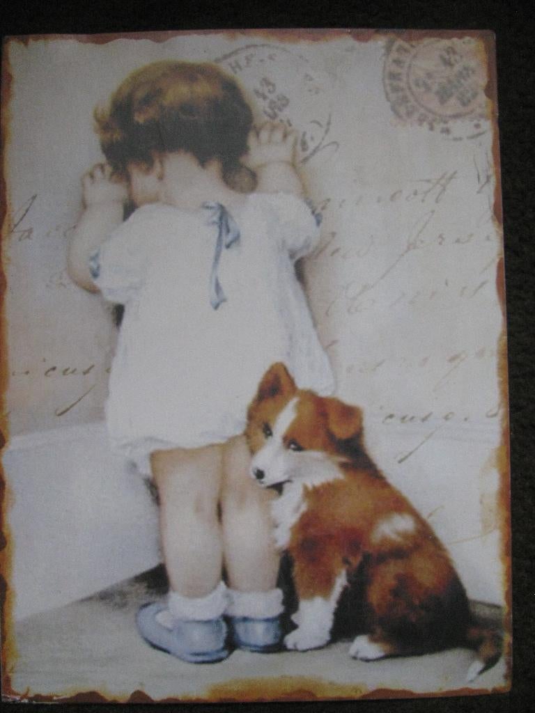 Metalen Wandhangbord - Meisje & Hond / Bessie P Guttmann, Verzenden