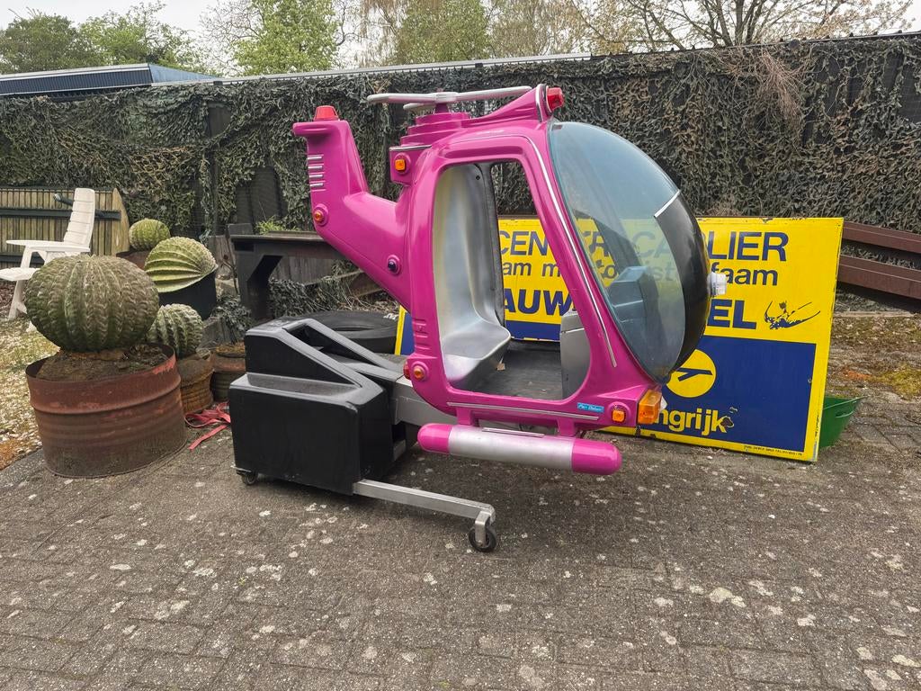 Roze kinderhelikopter met muntinworp - Kiddy Ride, Ophalen, Gebruikt, ., Overige typen