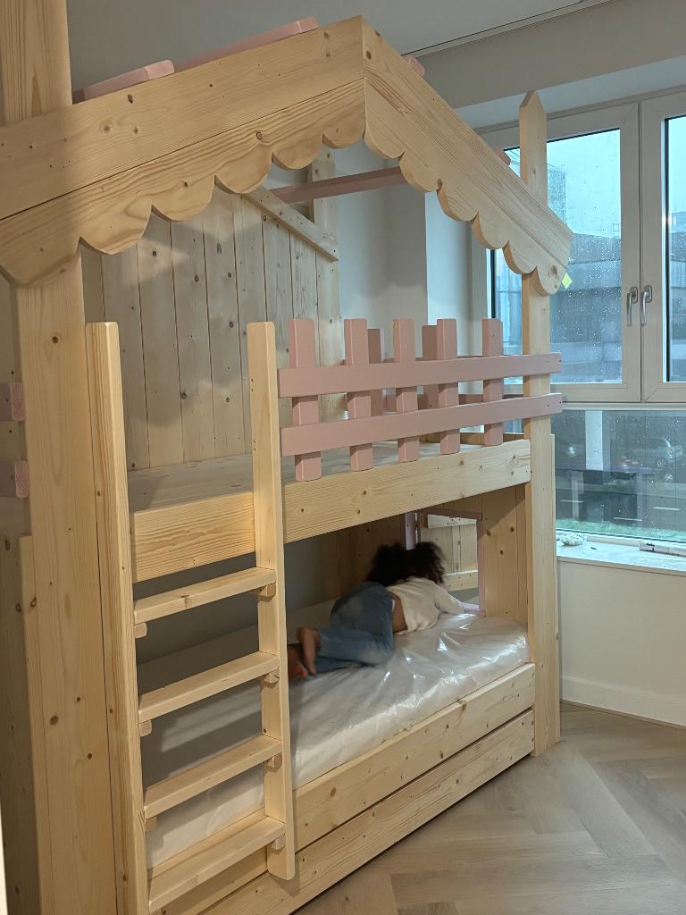 Kasteel bed prinses, Ophalen, 100 cm, Hoogslaper, Eenpersoons