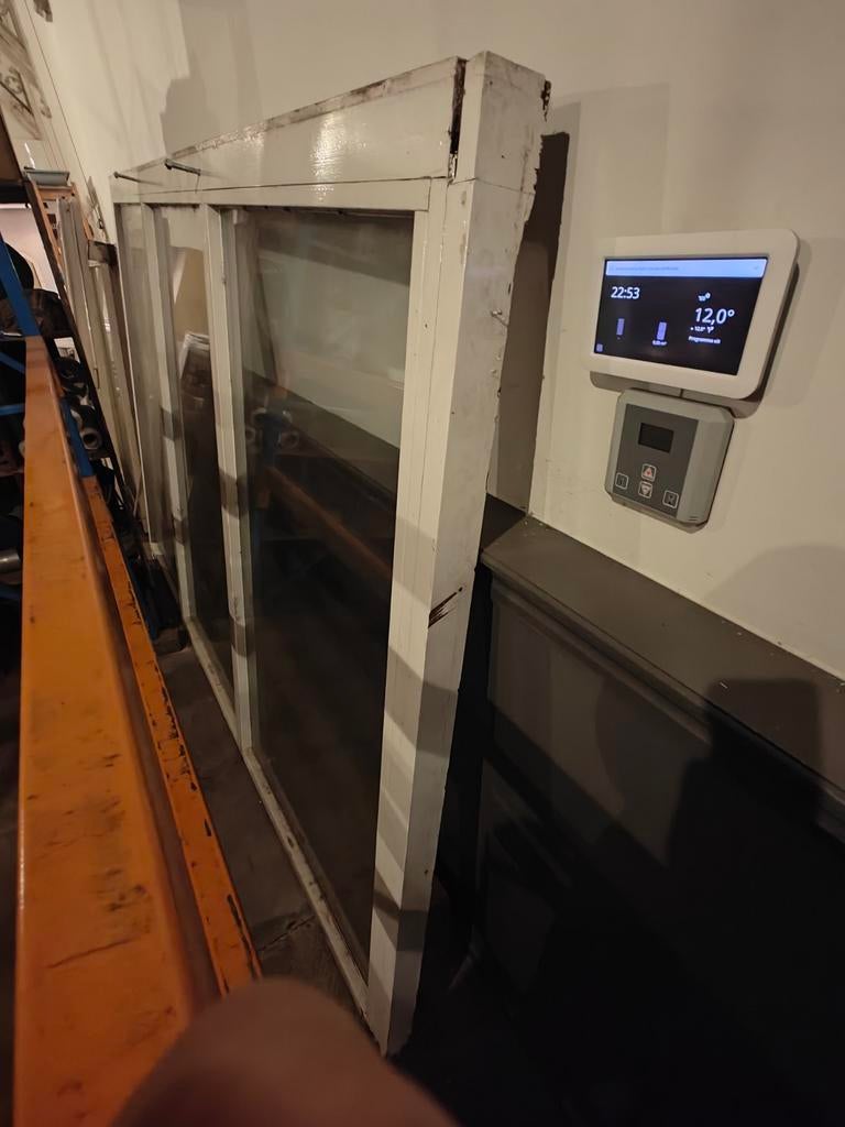 Hardhouten ramen en deuren (voormalige serre), Gebruikt, Overige typen, Ophalen of Verzenden, 200 tot 215 cm
