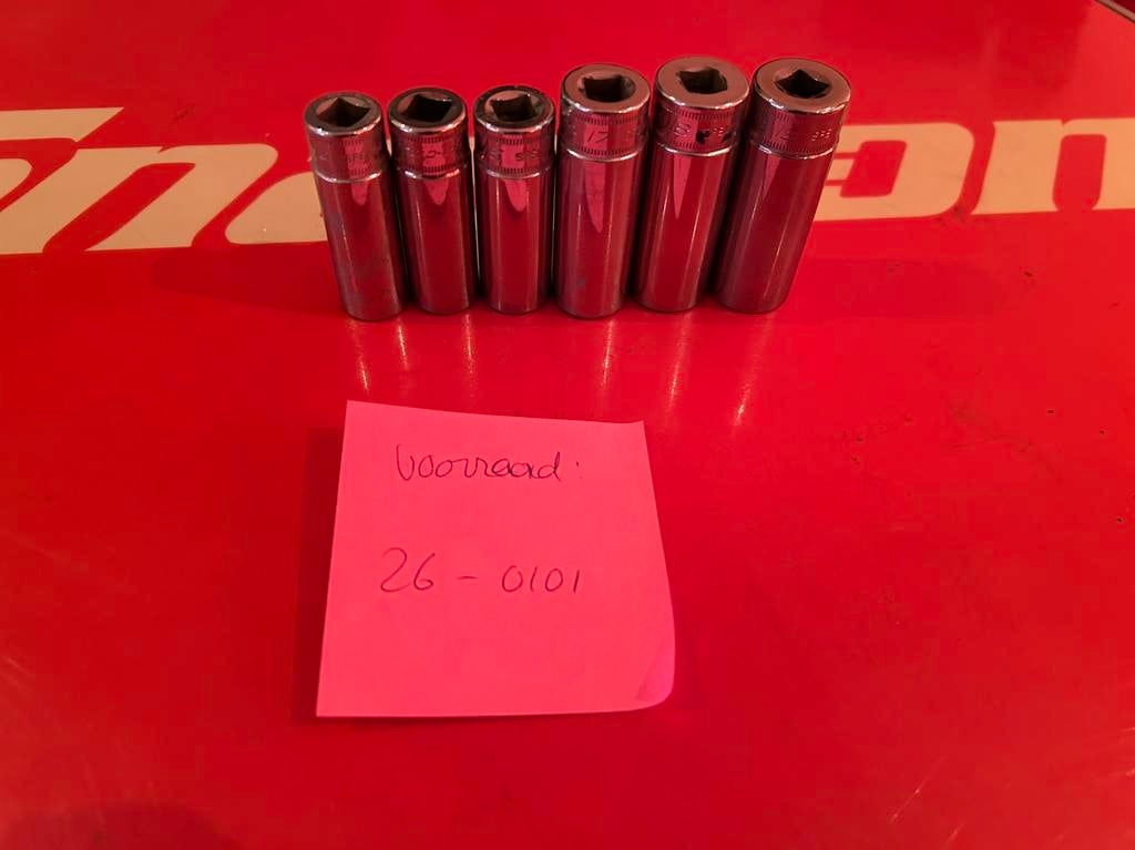Snap-on 3/8” 6-punts metrische flank drive diepe dop 11-19mm, Gebruikt, ., Ophalen of Verzenden, Snap-on
