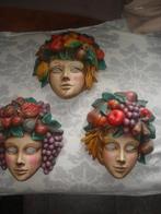 Set Vintage Italiaans aardewerk wandmasker.(1960-1970), Ophalen
