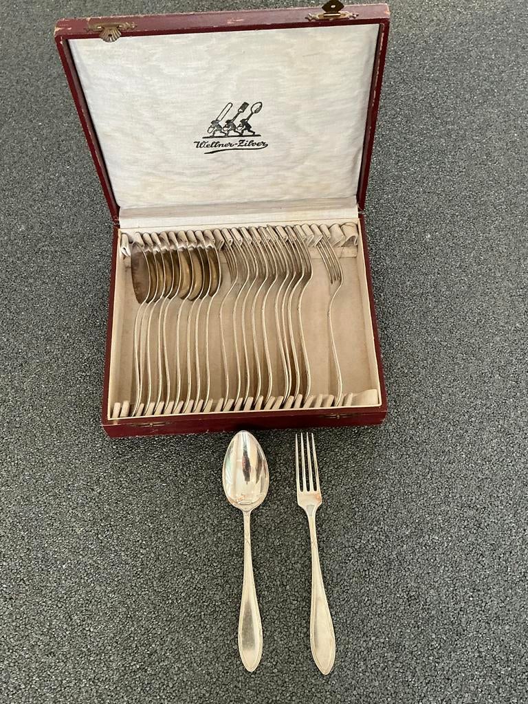 Wellner Silber bestekset in doos, Antiek en Kunst, Ophalen of Verzenden