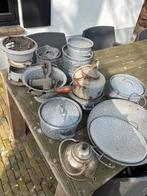 Grote partij zinken pannen, schalen en meer - 1 koop, Ophalen