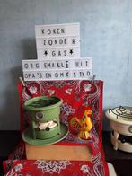 Resedagroen EMAILLE 2 pits compleet OLIESTEL, Antiek en Kunst, Ophalen of Verzenden