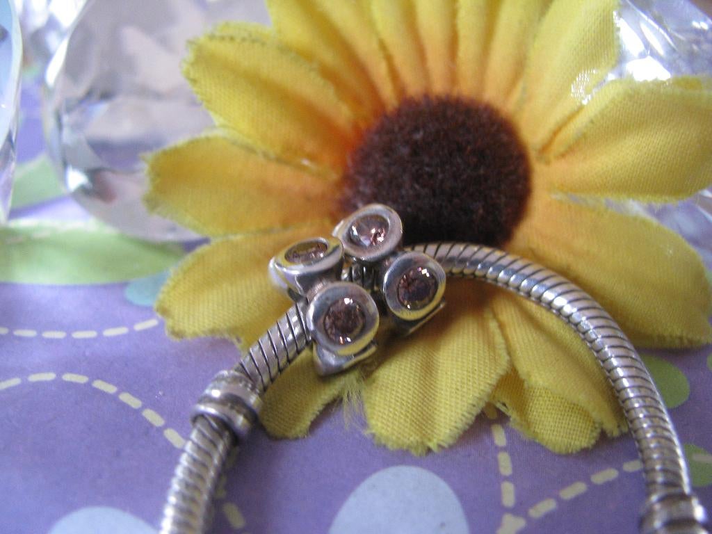 Pandora spacer SET P336 = 2 x lights + zirks BRUIN = € 20, Sieraden, Tassen en Uiterlijk, Bedels, Zo goed als nieuw, Pandora, Zilver