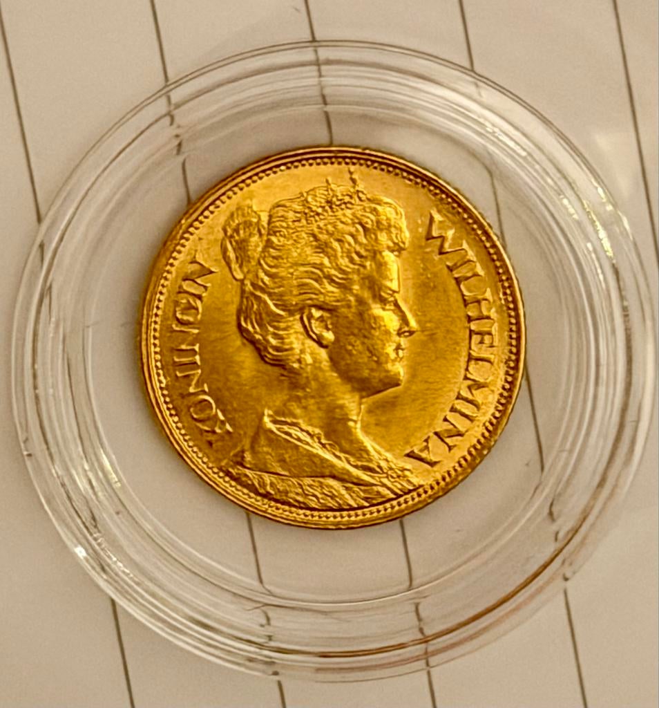 Gouden 5 Gulden Wilhelmina, 5 gulden, Koningin Wilhelmina, Losse munt, Goud