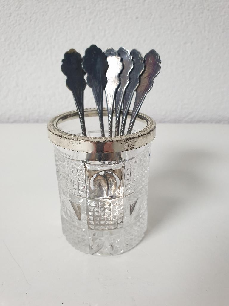 6 st Verzilverde theelepeltjes - Biedermeier Hanekam - D.E., Ophalen of Verzenden