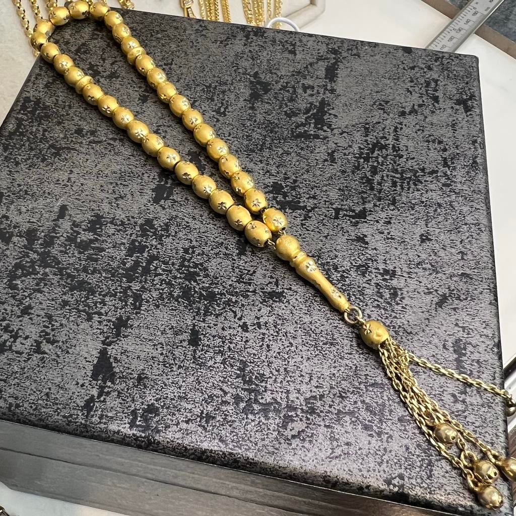 14 karaat gouden kralen ketting tasbih, Ophalen of Verzenden, Zo goed als nieuw, Goud