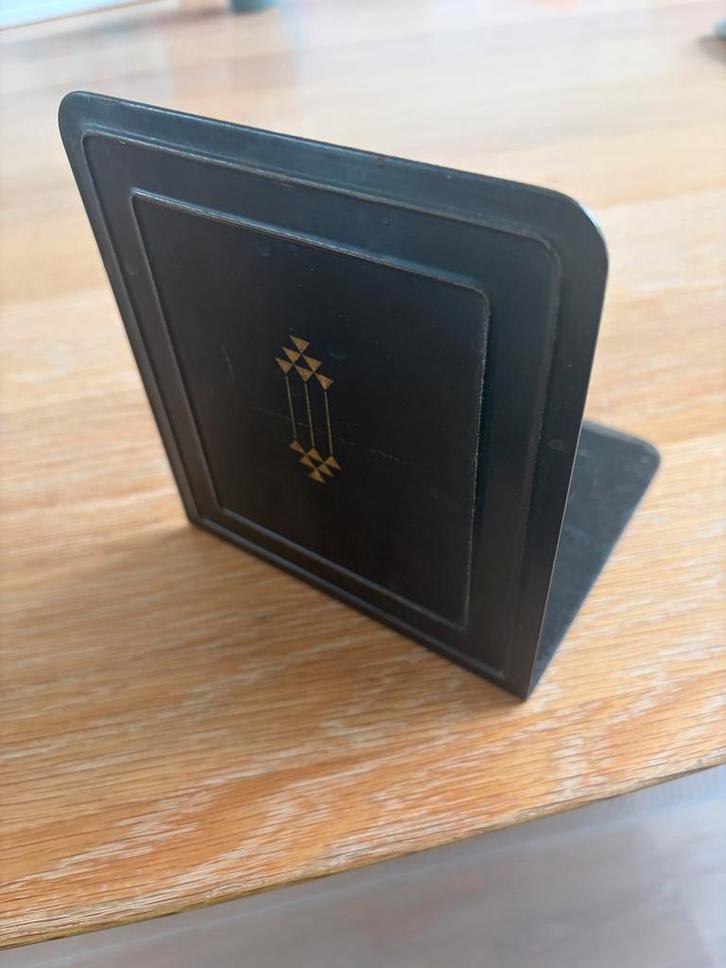 Set van 3 Vintage Zwarte Boekensteunen met Gouden Detail, Huis en Inrichting, Woonaccessoires | Overige, Gebruikt, Ophalen of Verzenden